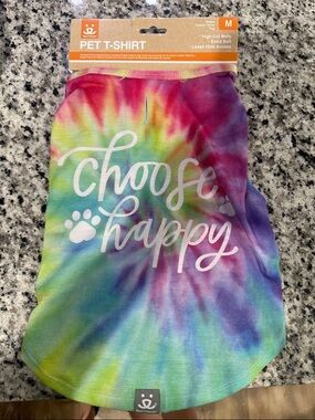 FRIENDS Tie-Dye "Choose Happy" Pet T-Shirt - Pink, Purple, Blue, Green, Yellow